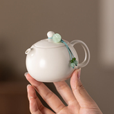 Teapot | White Glaze Mini Ceramic Teapot with Charm 115ml
