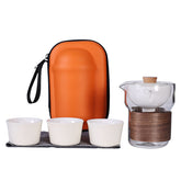 Portable Kungfu Tea Set | 270ml Tea Separation Hand-Grip Teapot Travel Set with 3 × 50ml Cups
