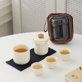 Portable Tea Set | Cream-Style Ceramic Tea-Water Separation Cup Travel Tea Set