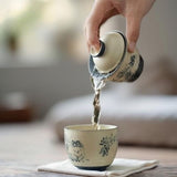 Mini Personal Gongfu Tea Set | Hand-Painted Cat Gaiwan Set