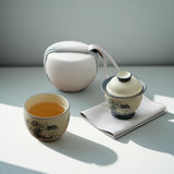 Mini Personal Gongfu Tea Set | Hand-Painted Cat Gaiwan Set