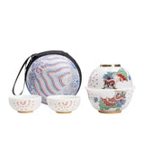 Portable Tea Set | Dehua Travel Tea Set with Case | Ceramic Gaiwan + 3 Cups