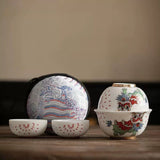 Portable Tea Set | Dehua Travel Tea Set with Case | Ceramic Gaiwan + 3 Cups