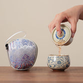 Mini Personal Gongfu Tea Set | Ru Ware Travel Tea Set with Case | 100ml Brewing Cup
