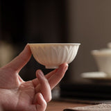 Master Cup | White Porcelain Lotus Fluted Master Cup 100ml