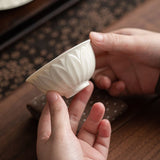 Master Cup | White Porcelain Lotus Fluted Master Cup 100ml