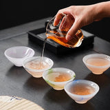 Small Tea Cup | Liuli Gongfu Teacup Gift Set – Four-Color Tasting Cups (40ml x 4)