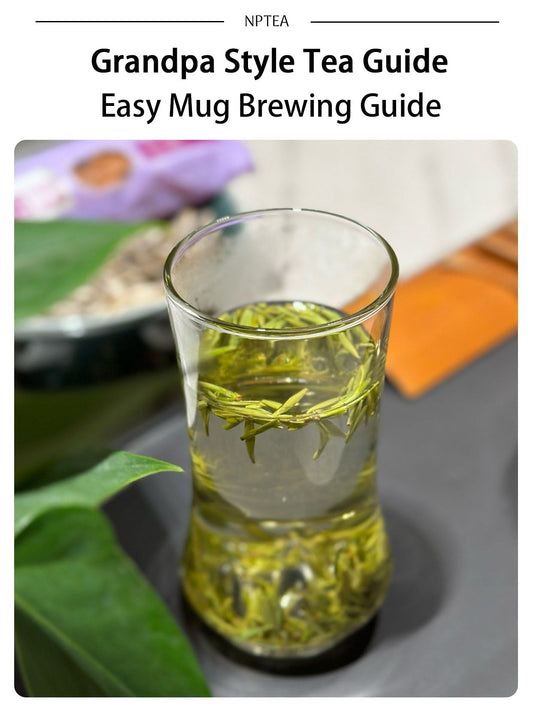 Grandpa style tea brewing in a glass mug - cover image for easy Chinese tea guide