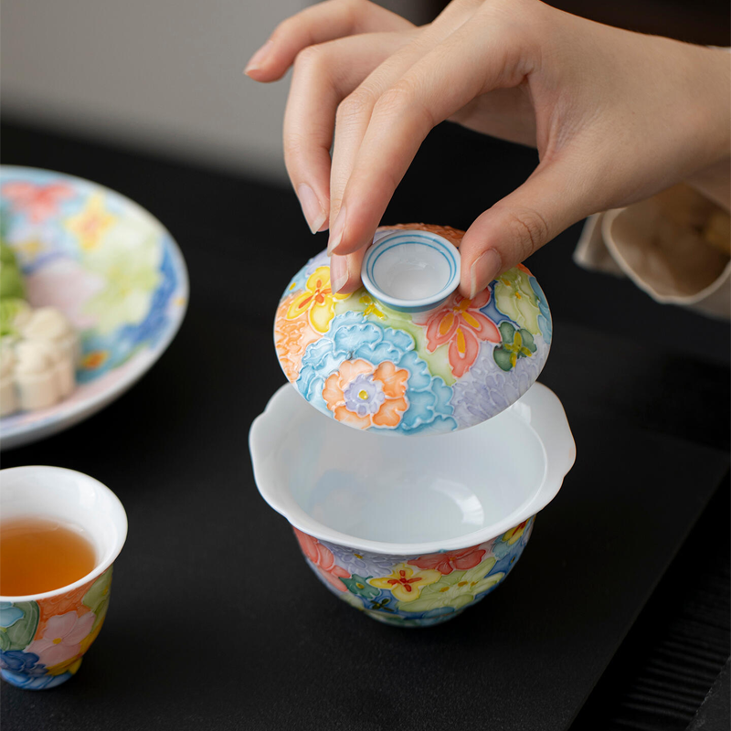 Gaiwan | Handmade Floral Porcelain Gaiwan 150ml