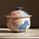 Gaiwan | Blue & Iron Red Floral Ceramic Lidded Gaiwan 140ml