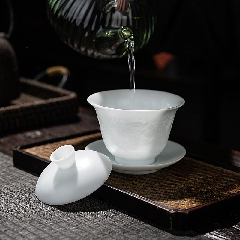 Gaiwan | Ice-Clear Ceramic Gaiwan for GongFu Tea Brewing 160ml