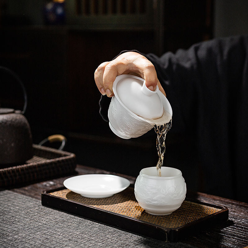 Gaiwan | Ice-Clear Ceramic Gaiwan for GongFu Tea Brewing 160ml