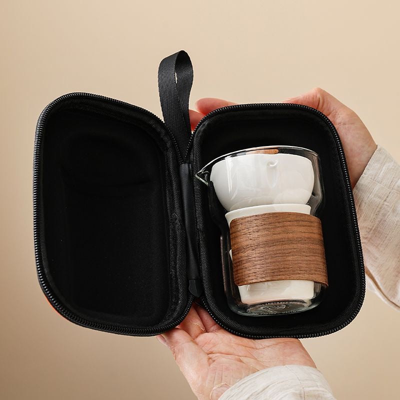 Portable Kungfu Tea Set  | 270ml Tea Separation Hand-Grip Teapot Travel Set with 3 × 50ml Cups