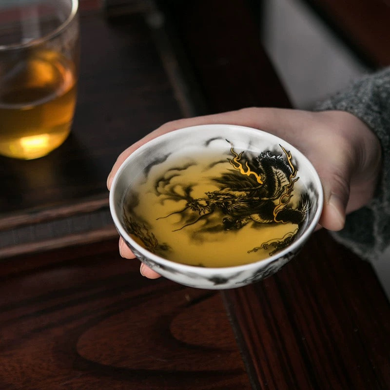 Master Cup | Jingdezhen Ceramic Hand-Painted Ink Dragon  Cup 100ml