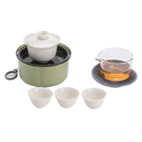 手提功夫茶具 | 120毫升蓋碗（含3個茶杯）及160毫升白玉杯