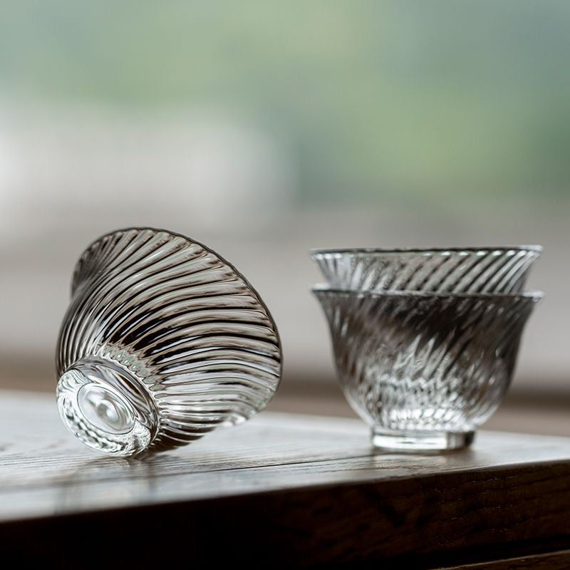 Small Tea Cup | Swirl Borosilicate Glass Gongfu Tea Cup 45ml