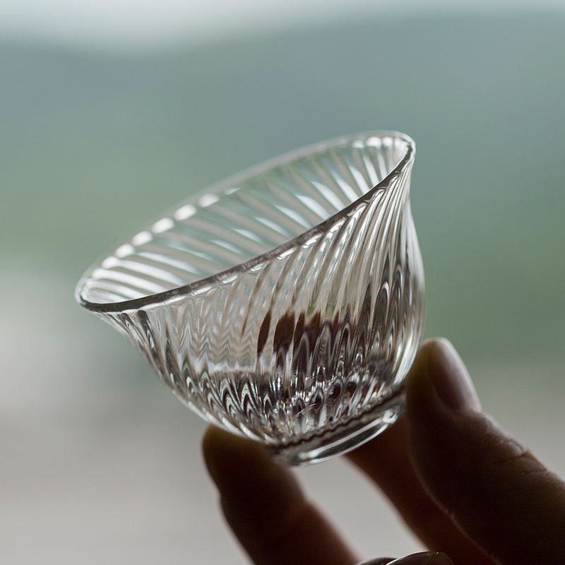 Small Tea Cup | Swirl Borosilicate Glass Gongfu Tea Cup 45ml