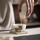 手提功夫茶具 | 120毫升蓋碗（含3個茶杯）及160毫升白玉杯