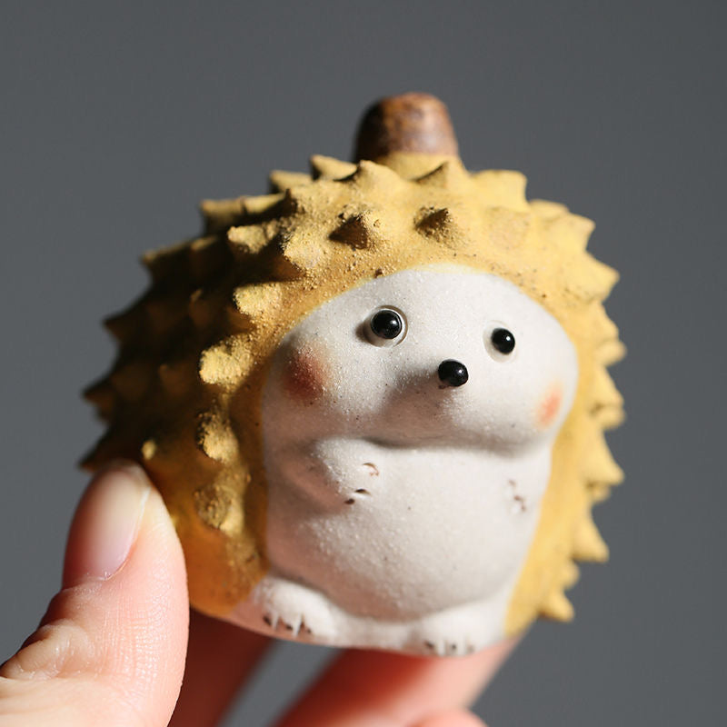 Tea Pets | Durian Cat & Hedgehog Pair