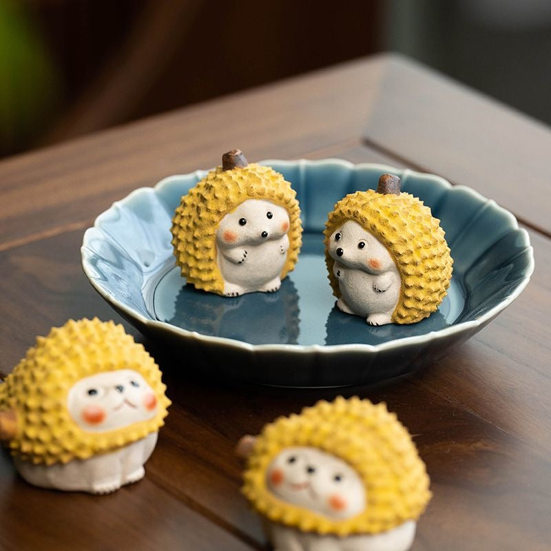 Tea Pets | Durian Cat & Hedgehog Pair