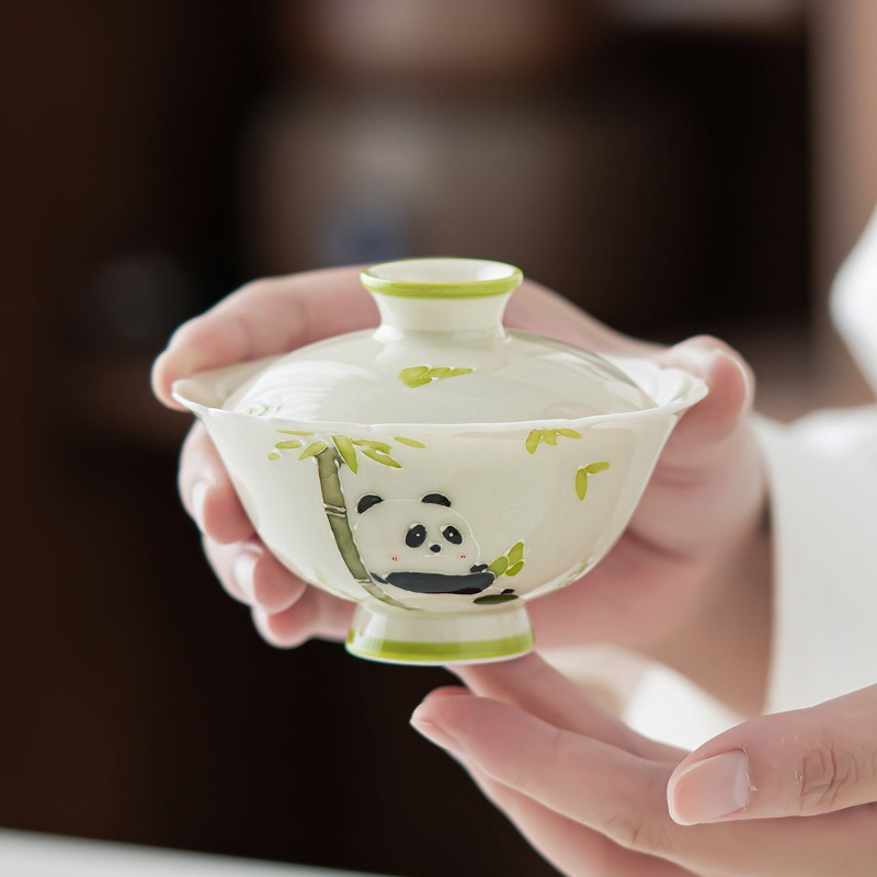Gaiwan | Grass Ash Glaze “Panda” Ceramic Lidded Gaiwan 90ml