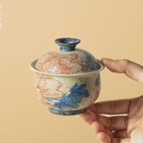 Gaiwan | Blue & Iron Red Floral Ceramic Lidded Gaiwan 140ml