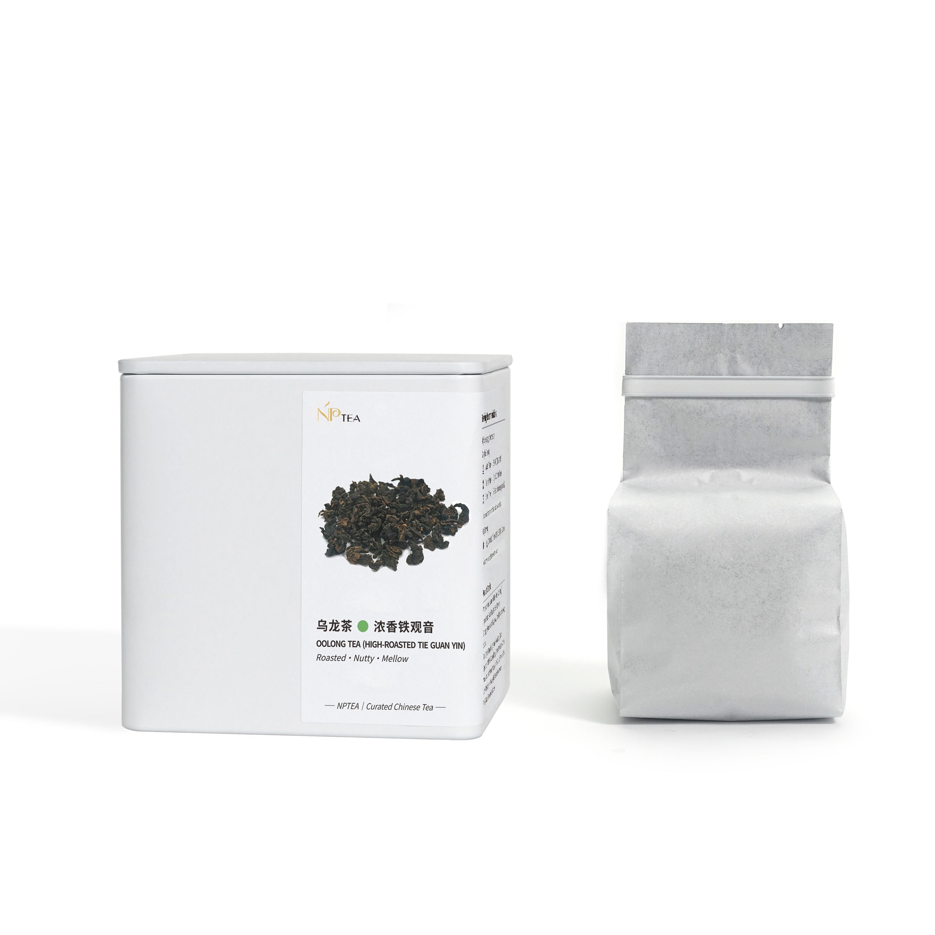 Traditional charcoal-roasted Tie Guan Yin oolong tea full-size packaging with NPTEA box and sealed tea pouch