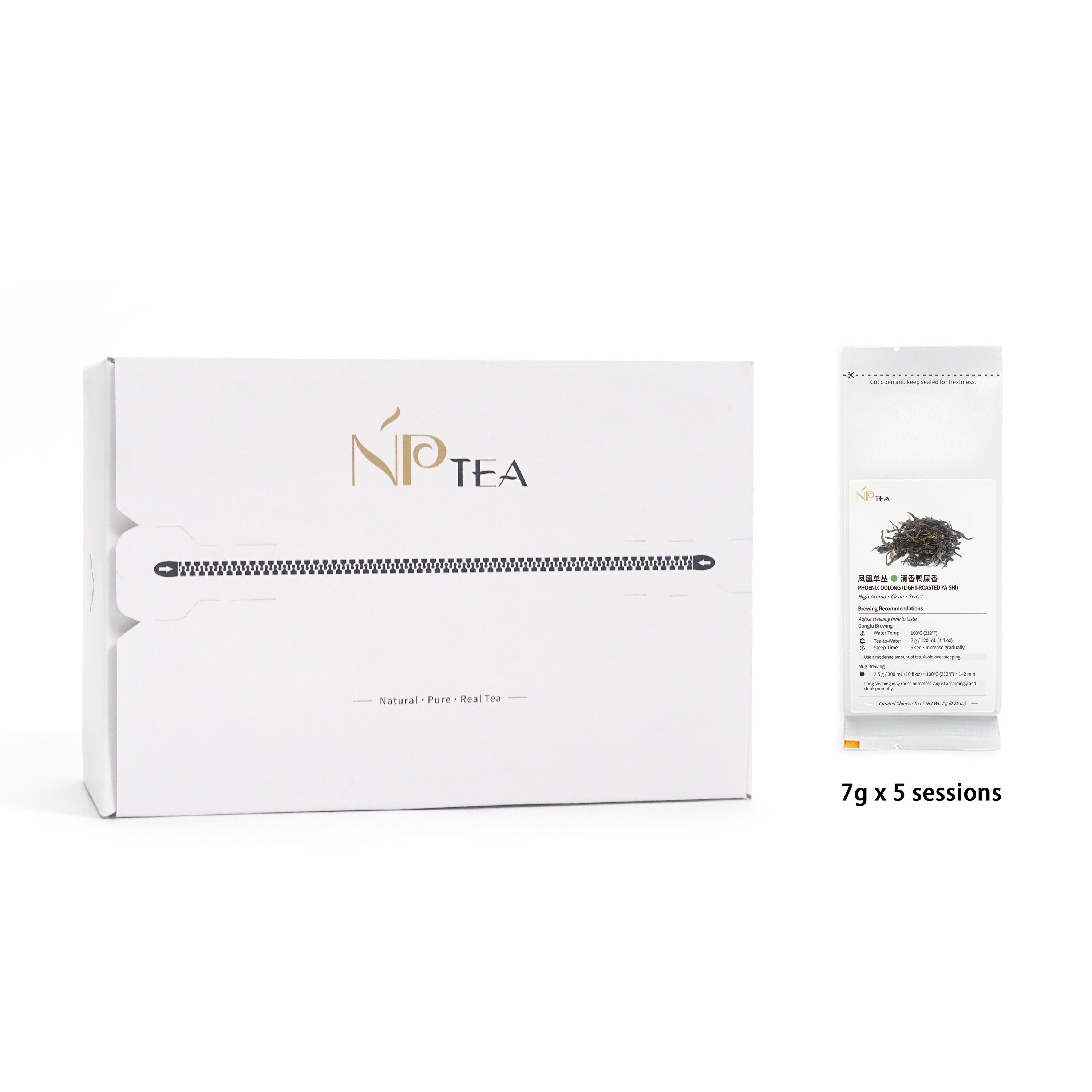 Light-roast Ya Shi Xiang Duck Shit Aroma oolong tea tasting set packaging with 7g x 5 sessions