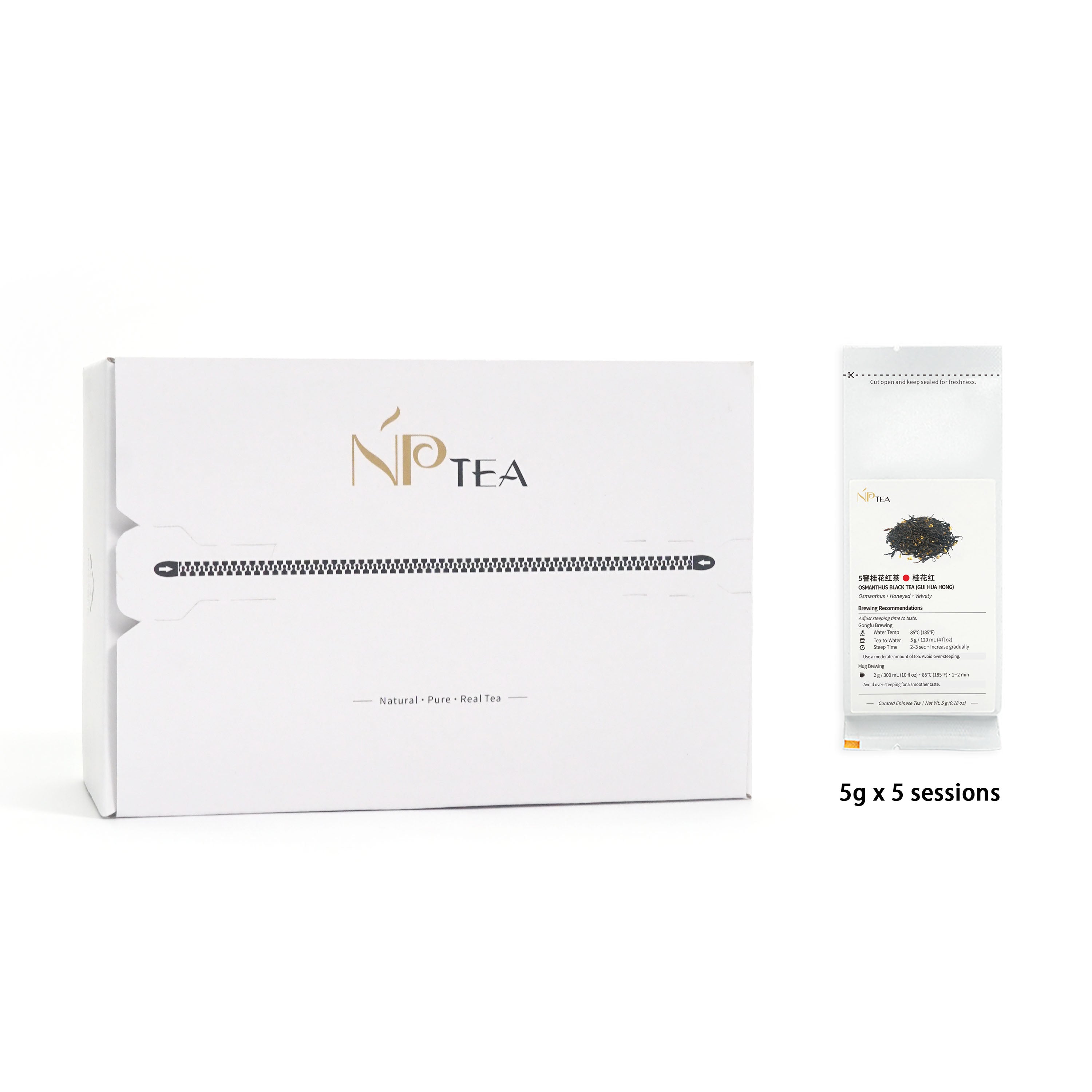 Gui Hua Hong osmanthus black tea tasting set packaging with 5g x 5 sessions